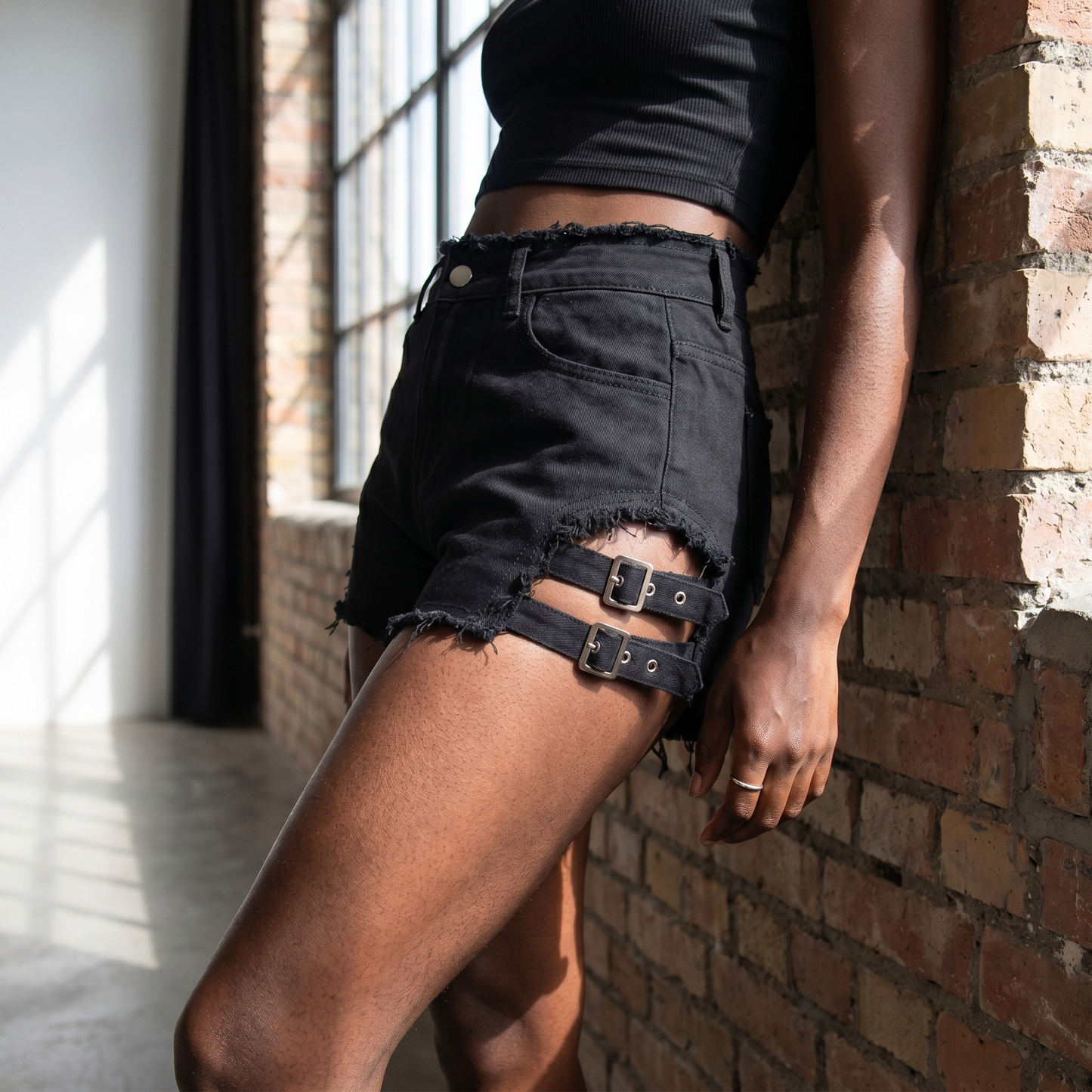 Daria Buckle Denim Shorts